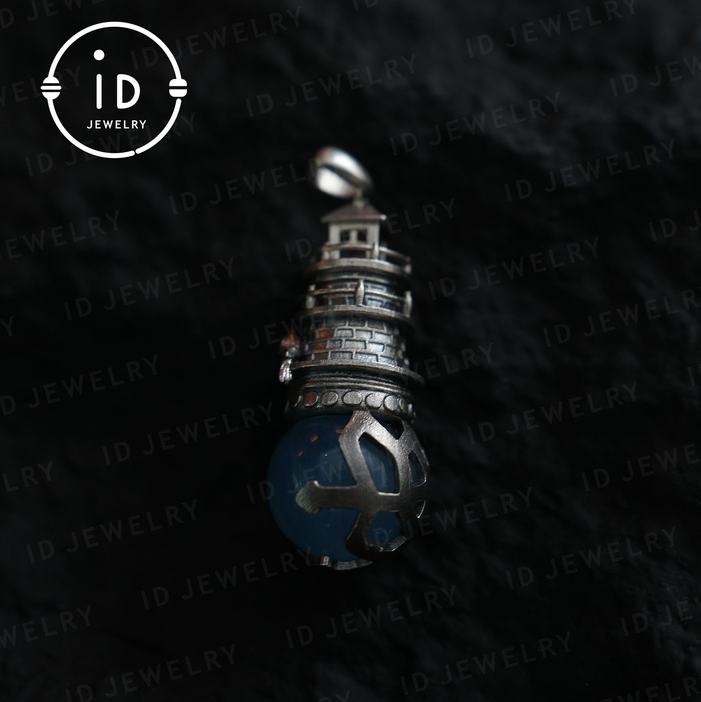 925 Sterling Silver Lighthouse Aquamarine Pendant | Crow Guardian Design | Nautical Protection Talisman of Safe Return & Hope | Special Gift