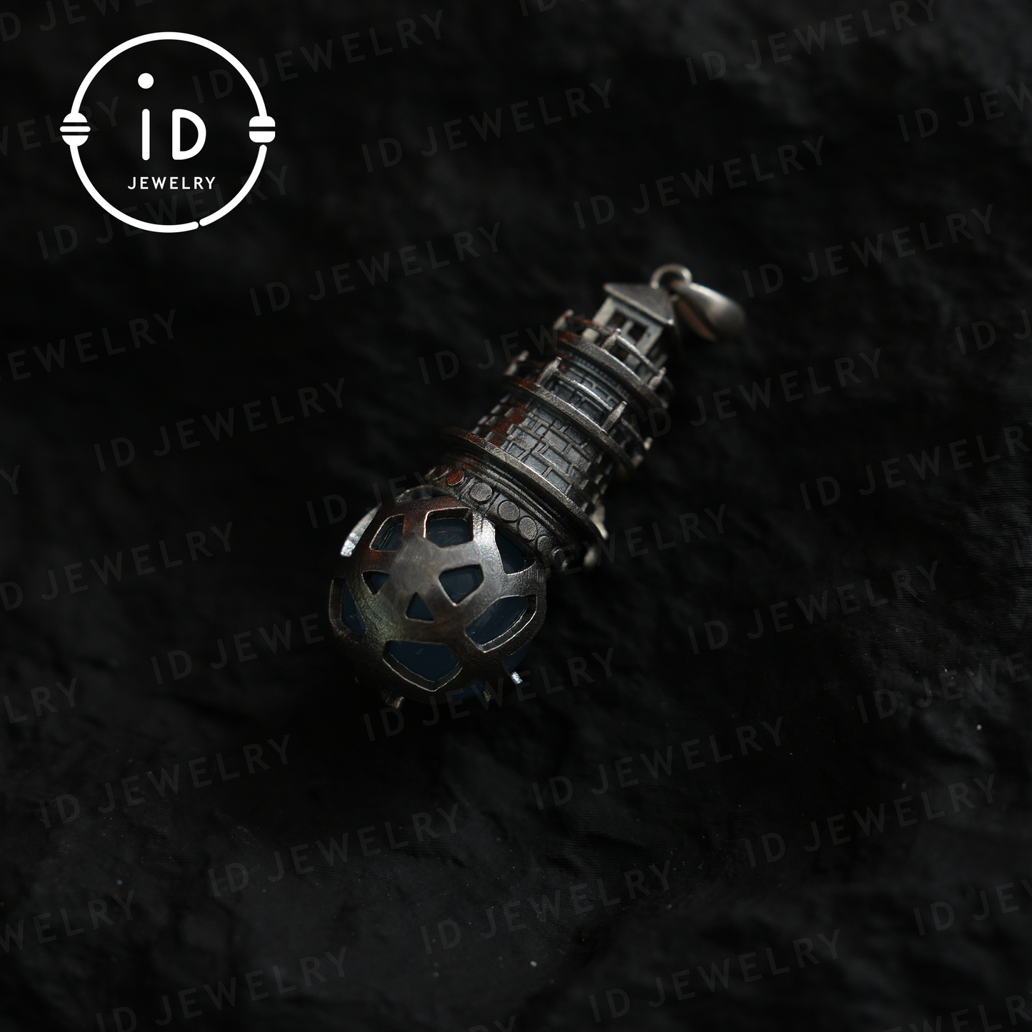 925 Sterling Silver Lighthouse Aquamarine Pendant | Crow Guardian Design | Nautical Protection Talisman of Safe Return & Hope | Special Gift