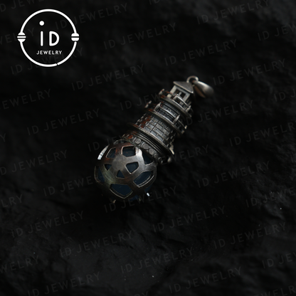 925 Sterling Silver Lighthouse Aquamarine Pendant | Crow Guardian Design | Nautical Protection Talisman of Safe Return & Hope | Special Gift