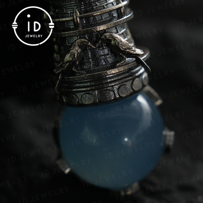 925 Sterling Silver Lighthouse Aquamarine Pendant | Crow Guardian Design | Nautical Protection Talisman of Safe Return & Hope | Special Gift