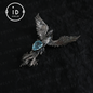 Handmade Phoenix Necklace with Aquamarine | Mystical Symbol | Vintage Fantasy Jewelry