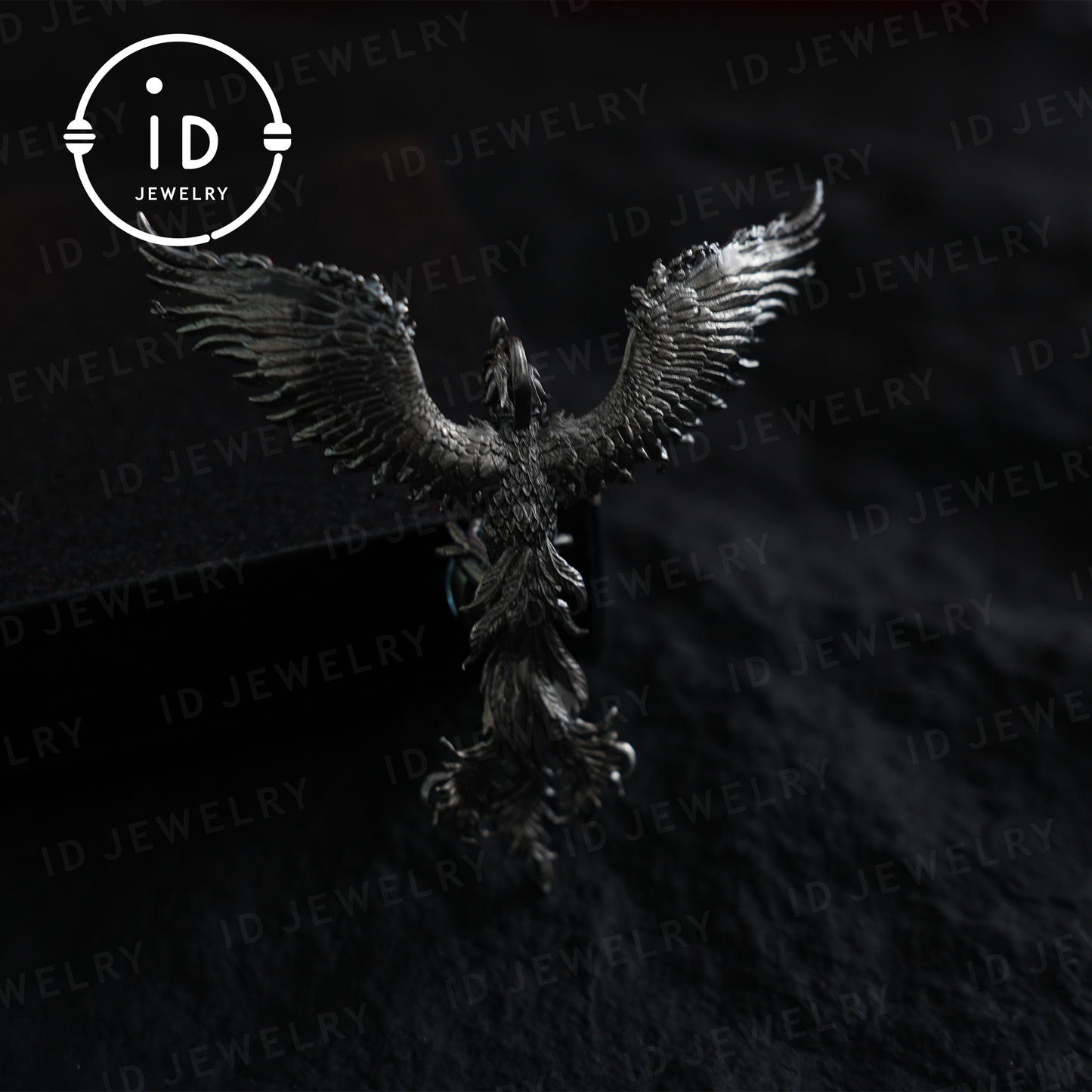 Handmade Phoenix Necklace with Aquamarine | Mystical Symbol | Vintage Fantasy Jewelry