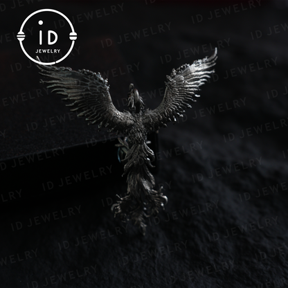 Handmade Phoenix Necklace with Aquamarine | Mystical Symbol | Vintage Fantasy Jewelry