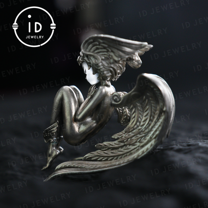 Handmade Angel Figurine Pendants | Gothic Sculpture with Wings | Clear Quartz | Mystical Guardian