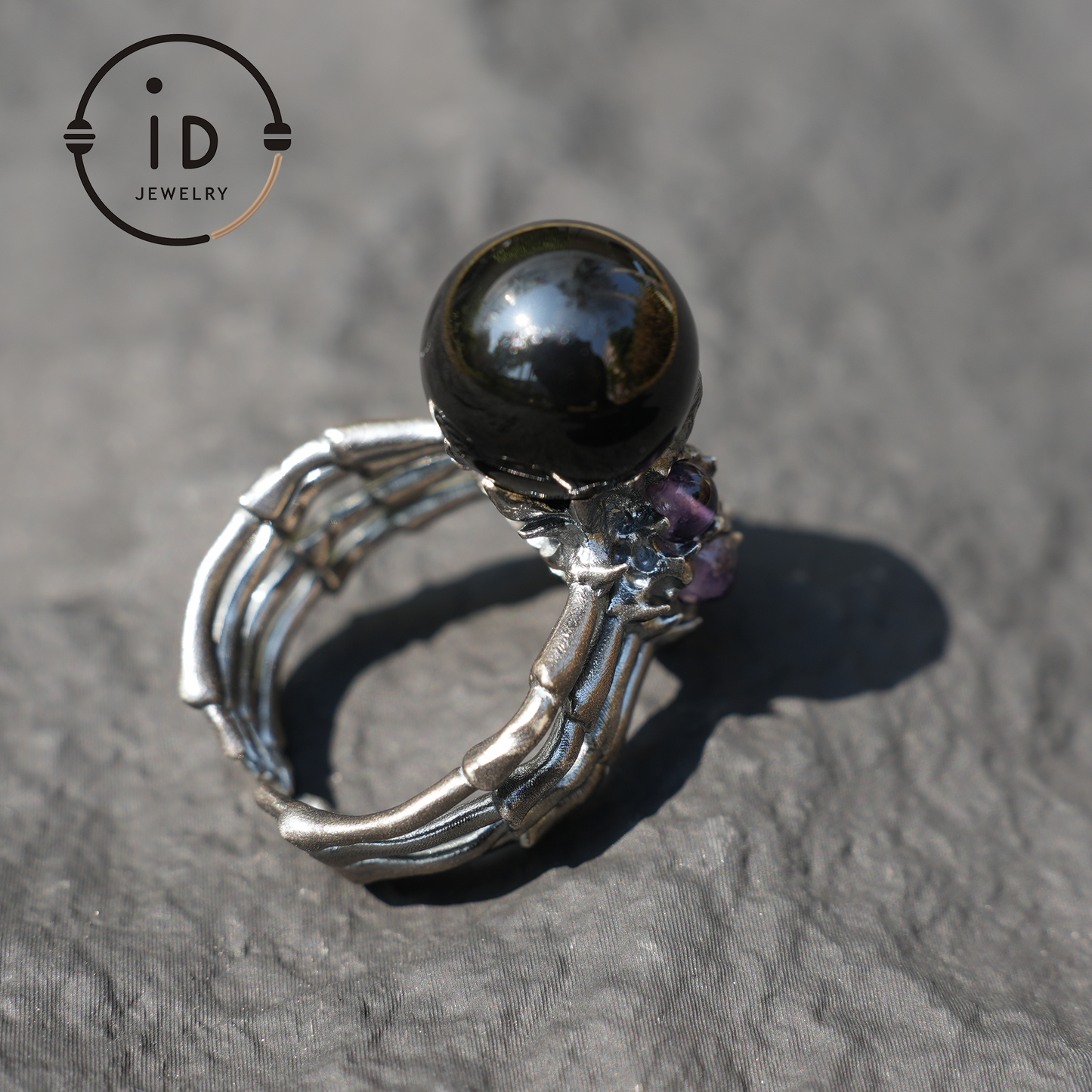Handmade Gothic spider open ring, agate magic silver ring, mysterious personality jewelry, unique retro style, unisex gift
