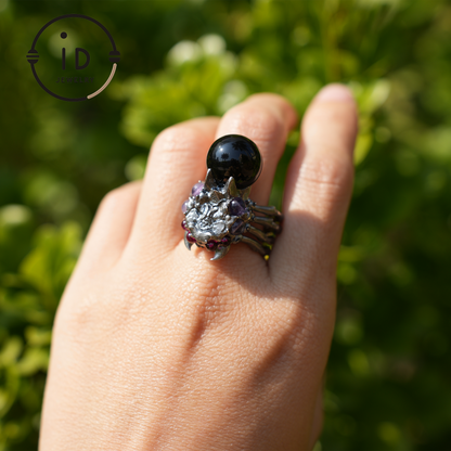 Handmade Gothic spider open ring, agate magic silver ring, mysterious personality jewelry, unique retro style, unisex gift