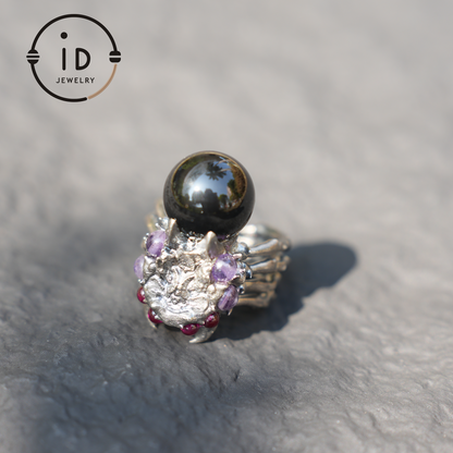 Handmade Gothic spider open ring, agate magic silver ring, mysterious personality jewelry, unique retro style, unisex gift