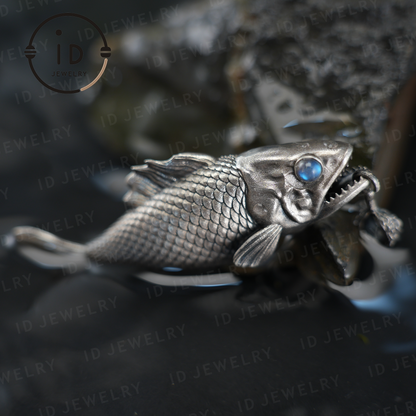 Mystical Fish Pendant with Amethyst & Labradorite – Artistic Talisman Jewelry, Handmade Fantasy Necklace Gift