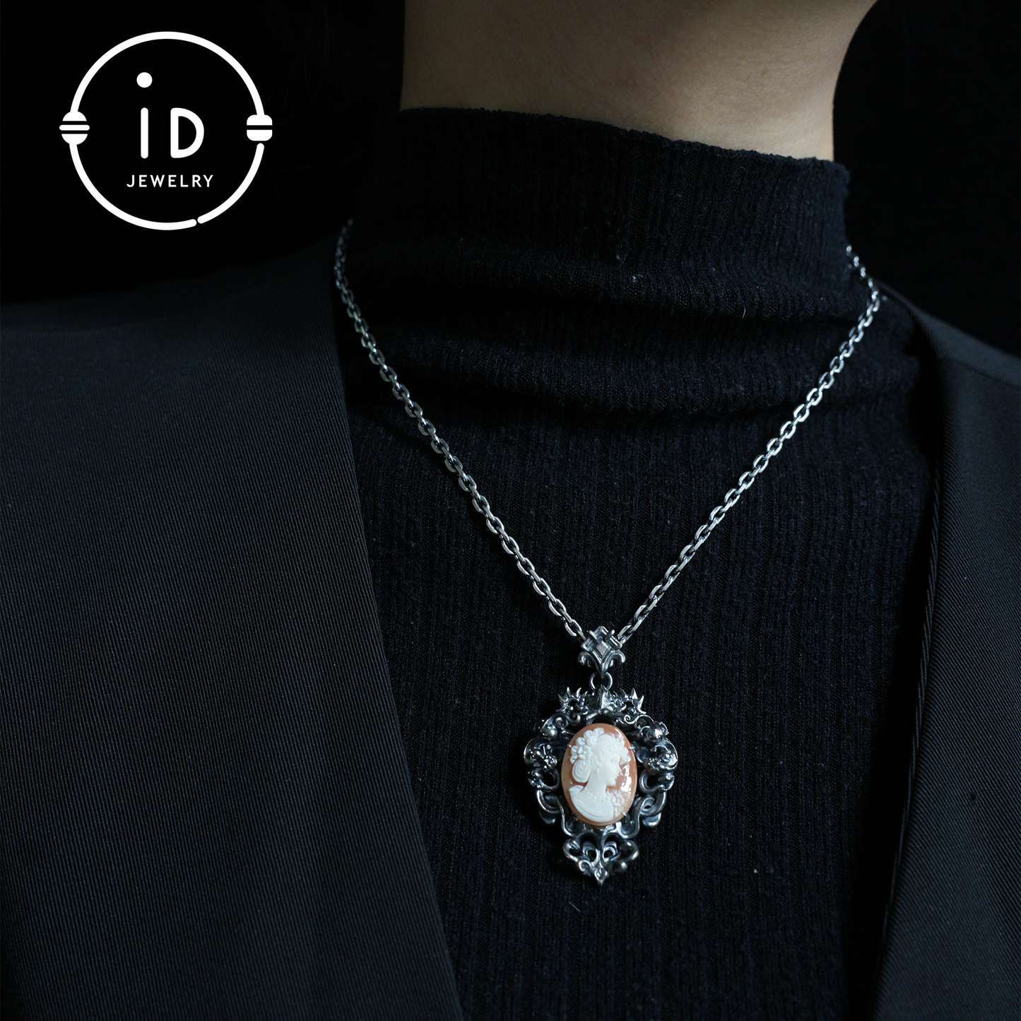 925 Sterling Silver Shell Cameo Pendant | Hand-Carved Victorian Memorial Jewelry | Customizable Remembrance Gift