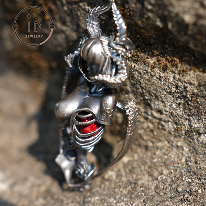 Dark Enchantress Pendant | S925 Silver Handmade Pendant with Enamel Heart | Gothic Design Limited Collection