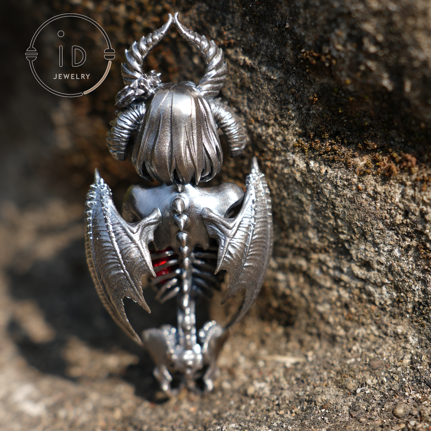 Dark Enchantress Pendant | S925 Silver Handmade Pendant with Enamel Heart | Gothic Design Limited Collection