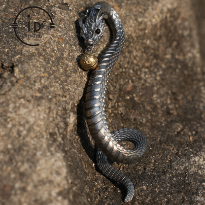 Eternal Coil Dragon Snake pendant |  925 Sterling Silver | Handcrafted Serpent Design| Unique Fantasy Jewelry
