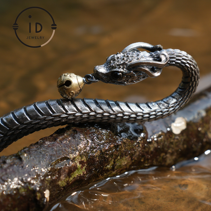 Eternal Coil Dragon Snake pendant |  925 Sterling Silver | Handcrafted Serpent Design| Unique Fantasy Jewelry