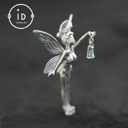 Handmade Fairy Pendant – 925 Sterling Silver Jewelry with Wings – Mystical Fantasy Talisman for Fairy Tale & Magic Lovers