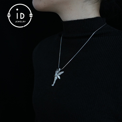 Handmade Fairy Pendant – 925 Sterling Silver Jewelry with Wings – Mystical Fantasy Talisman for Fairy Tale & Magic Lovers