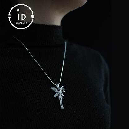 Handmade Fairy Pendant – 925 Sterling Silver Jewelry with Wings – Mystical Fantasy Talisman for Fairy Tale & Magic Lovers