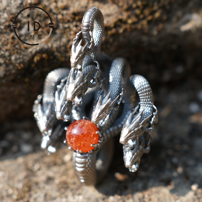 Eight-Headed Serpent Pendant - S925 Silver - Handmade Creative Design Inspired by Yamata no Orochi (Japanese Mythology)