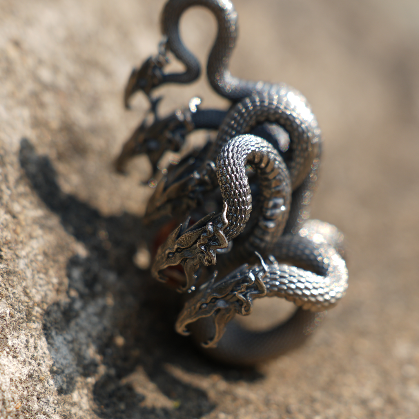 Eight-Headed Serpent Pendant - S925 Silver - Handmade Creative Design Inspired by Yamata no Orochi (Japanese Mythology)