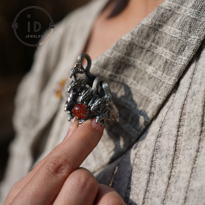 Eight-Headed Serpent Pendant - S925 Silver - Handmade Creative Design Inspired by Yamata no Orochi (Japanese Mythology)