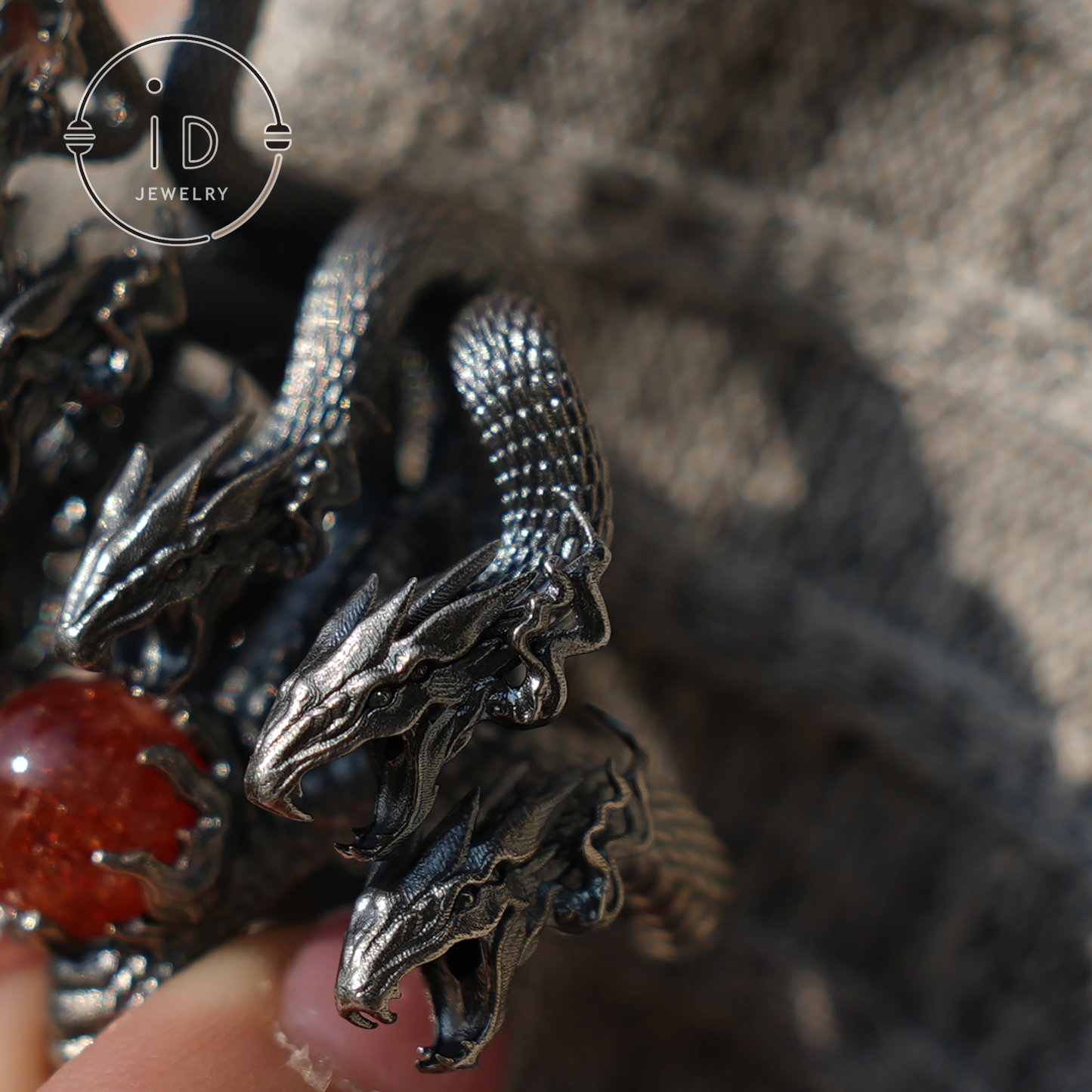 Eight-Headed Serpent Pendant - S925 Silver - Handmade Creative Design Inspired by Yamata no Orochi (Japanese Mythology)