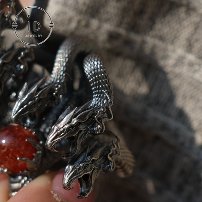 Eight-Headed Serpent Pendant - S925 Silver - Handmade Creative Design Inspired by Yamata no Orochi (Japanese Mythology)