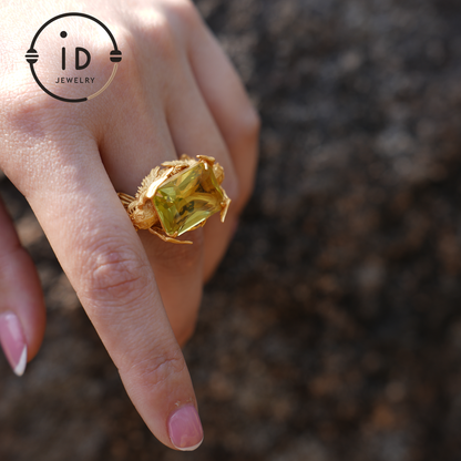 Valkyrie Oath Ring · Handmade Norse Gold Ring with Citrine & Ruby · Symbol of Courage, Strength Loyalty · Nordic Goddess Design
