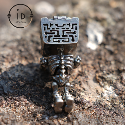 Memento Mori Skull Pendant | 925 Silver with Labradorite & Iron Opal | Gothic Talisman for Spiritual Awakening