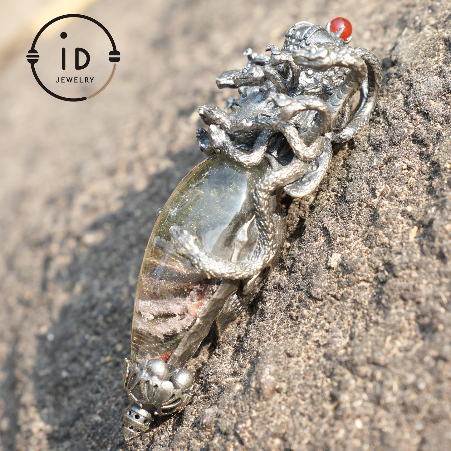 Medusa’s Gaze Pendant, 925 Sterling Silver, phantom quartz, Handcrafted Mythical Jewelry, Unique Statement Piece