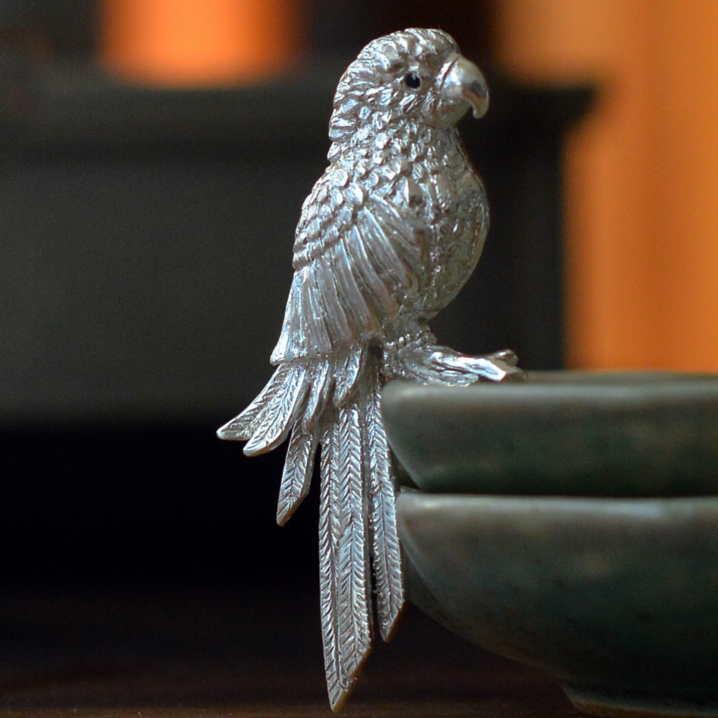 925 Silver Parrot Brooch Pendant | Sapphire Eye Totem Jewelry | Handmade Gift for Communicators & Thinkers