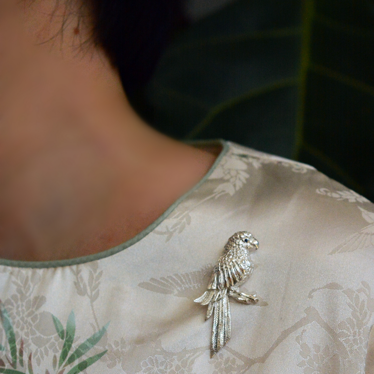 925 Silver Parrot Brooch Pendant | Sapphire Eye Totem Jewelry | Handmade Gift for Communicators & Thinkers