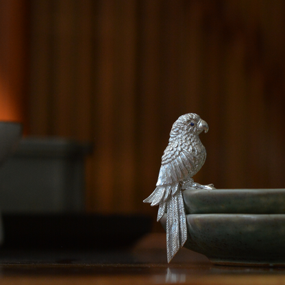 925 Silver Parrot Brooch Pendant | Sapphire Eye Totem Jewelry | Handmade Gift for Communicators & Thinkers