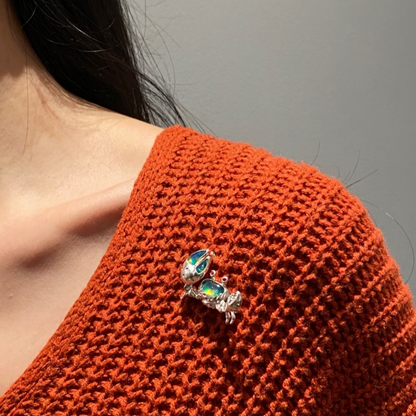 925 Silver Enamel Crab Brooch Pendant | Ruby Eyes Zodiac Jewelry | Handmade Ocean Amulet Gift for Cancer Sign