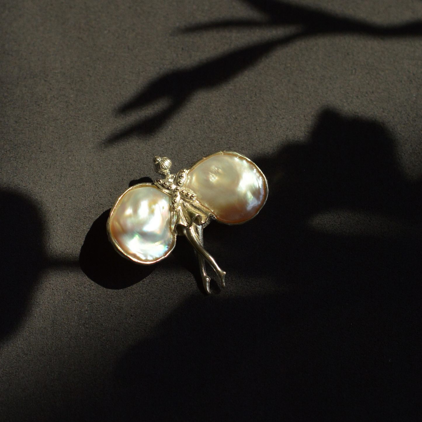 925 Silver Fairy Brooch Pendant | Pearl Butterfly Wings | Handmade Nature Amulet Gift for Women