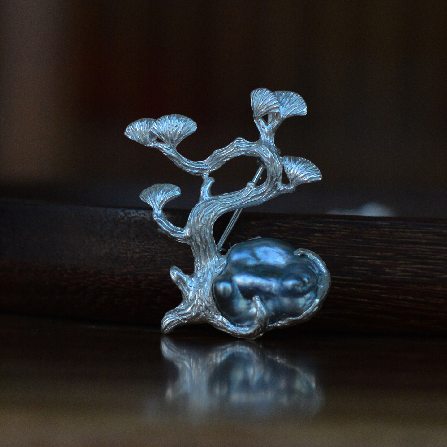 925 Silver Pine Tree Brooch Pendant | Pearl Nature Jewelry | Handmade Gift for Mom or Spiritual Woman