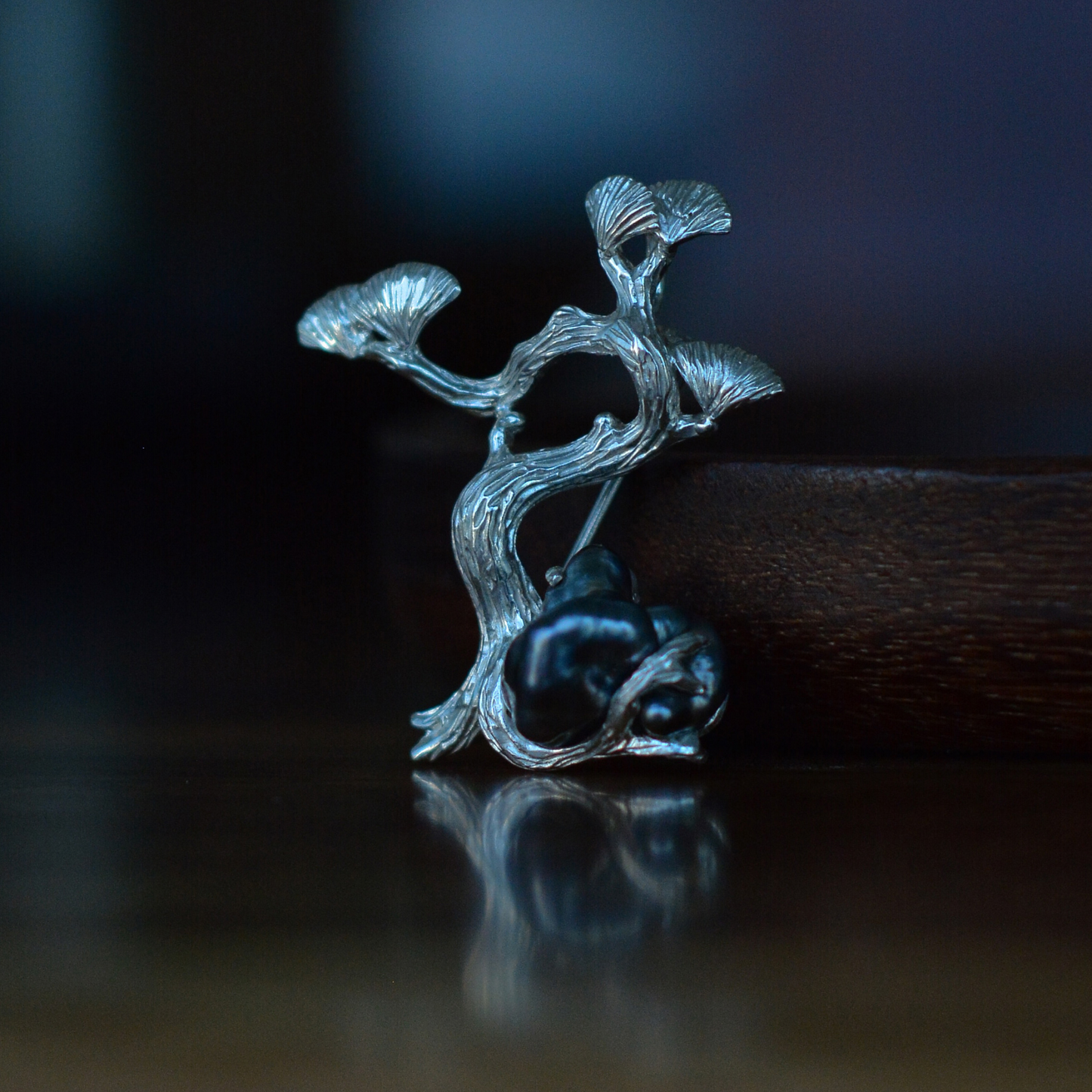 925 Silver Pine Tree Brooch Pendant | Pearl Nature Jewelry | Handmade Gift for Mom or Spiritual Woman