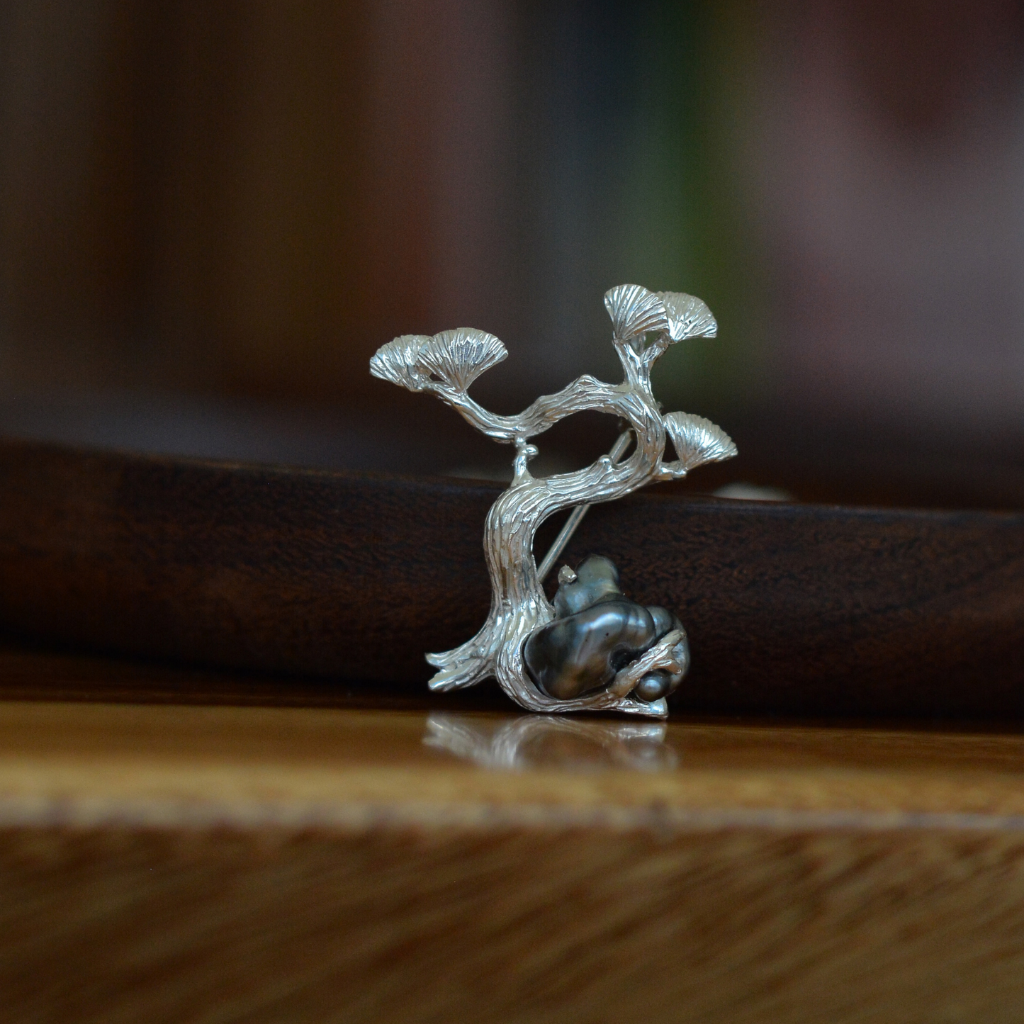 925 Silver Pine Tree Brooch Pendant | Pearl Nature Jewelry | Handmade Gift for Mom or Spiritual Woman