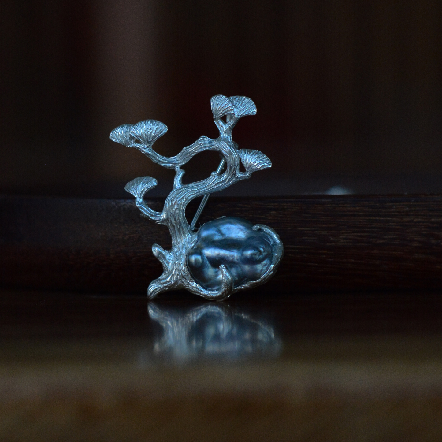 925 Silver Pine Tree Brooch Pendant | Pearl Nature Jewelry | Handmade Gift for Mom or Spiritual Woman