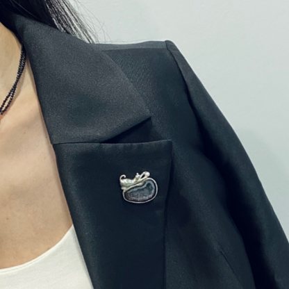 925 Silver Cat Brooch Pendant | Geode & Pearl Totem Jewelry | Handmade Spiritual Gift for Cat Lovers