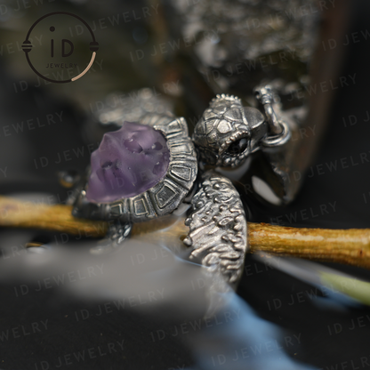 925 Silver Sea Turtle Pendant Necklace, Articulated Ocean Talisman for Divers & Ocean Lovers, Handmade Birthday / Christmas Gift