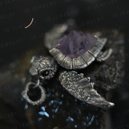 925 Silver Sea Turtle Pendant Necklace, Articulated Ocean Talisman for Divers & Ocean Lovers, Handmade Birthday / Christmas Gift