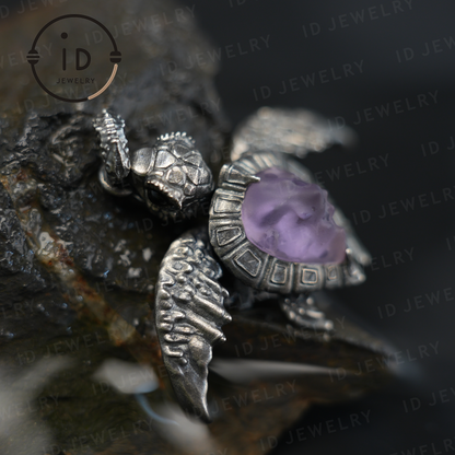 925 Silver Sea Turtle Pendant Necklace, Articulated Ocean Talisman for Divers & Ocean Lovers, Handmade Birthday / Christmas Gift