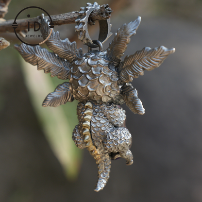 Dream Dragon Messenger Pendant "Eye of the Nightwatch" · Spirit Totem Guardian Jewelry · Handmade Mystic Silver Amulet