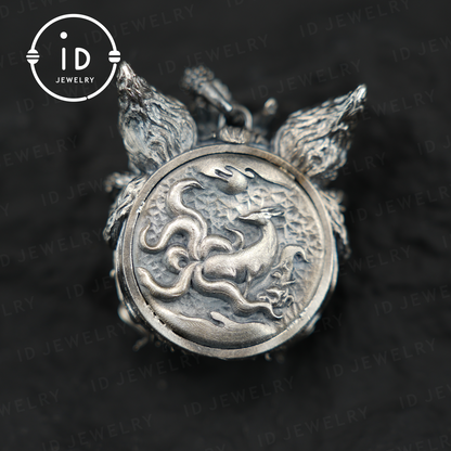 Handcrafted 925 Sterling Silver Fox Spirit Pendant with White Crystal – Mystical Fantasy Amulet Necklace for Witchy or Gothic Gift