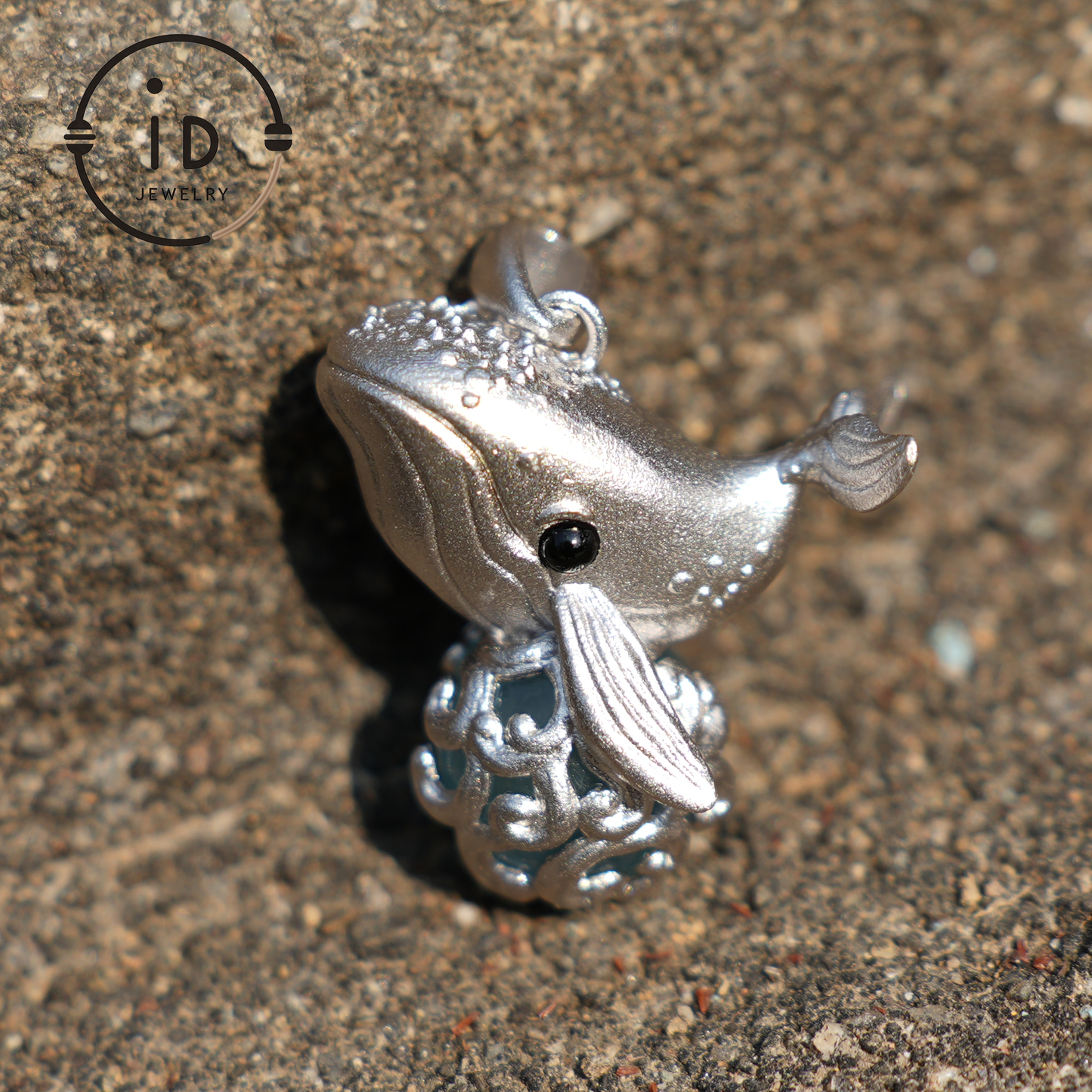 Stellar Whale Voyager Pendant | Aquamarine Black Onyx | Spiritual Navigation Amulet | Symbol of Dreams & Intuition