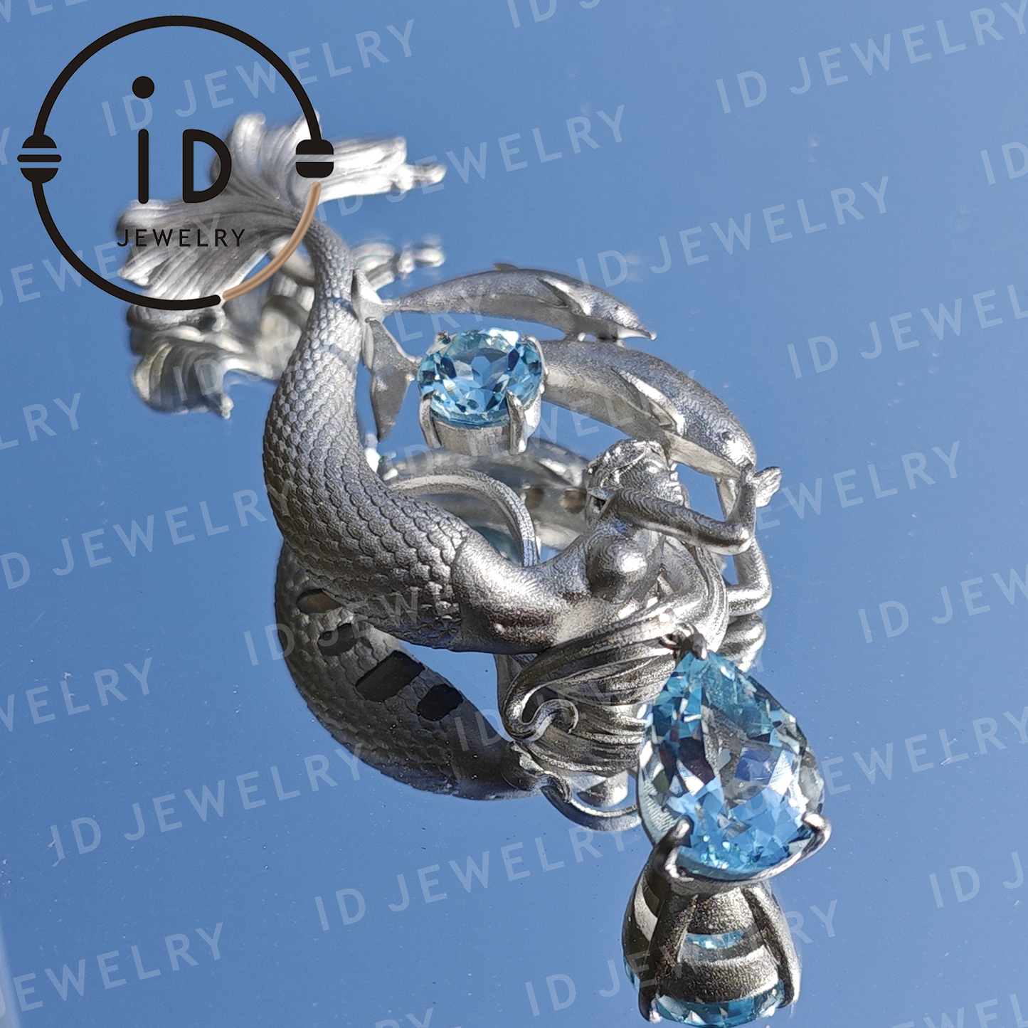 Dreamy Ocean Mermaid Pendant in 925 Silver with Aquamarine – Unique Jewelry for Ocean Lovers and Collectors