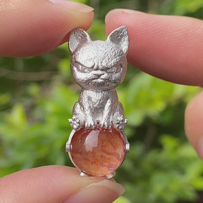 Silver Dog Pendant with Red Resin Stone, 925 Sterling Silver Necklace, Fairytale Animal Jewelry, Gift for Her Birthday