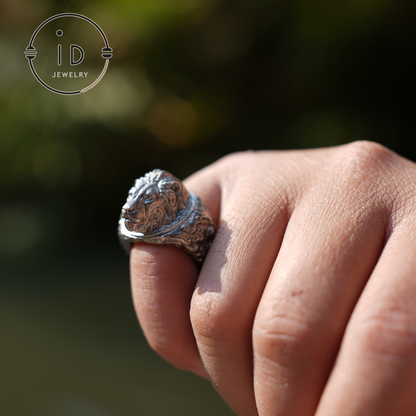 925 Sterling Silver Lion Head Ring - Vintage Style Lion Jewelry - Handcrafted Animal Jewelry for Men