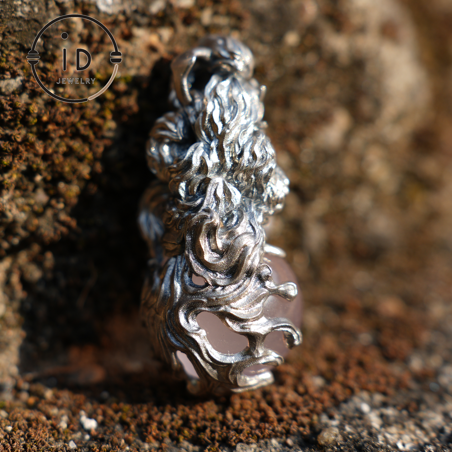 Rose Quartz Pendant with Carnelian Lantern | Sterling Silver Healing Amulet Necklace | Fantasy Wiccan Jewelry Gift for Her Birthday