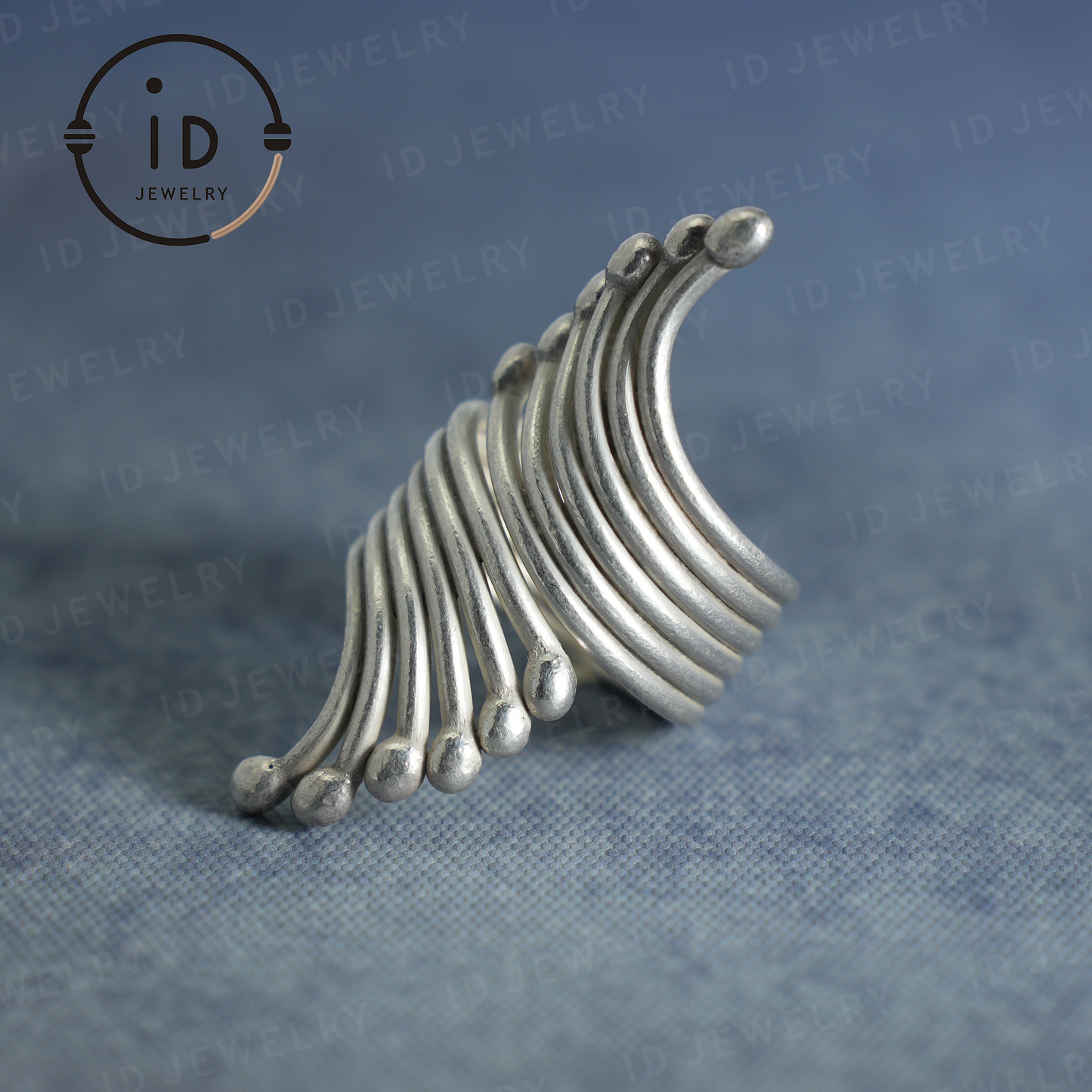 Sculptural Silver Ring – Handmade Statement Jewelry, Modern Design, Futuristic Style, Unique Artisan Ring