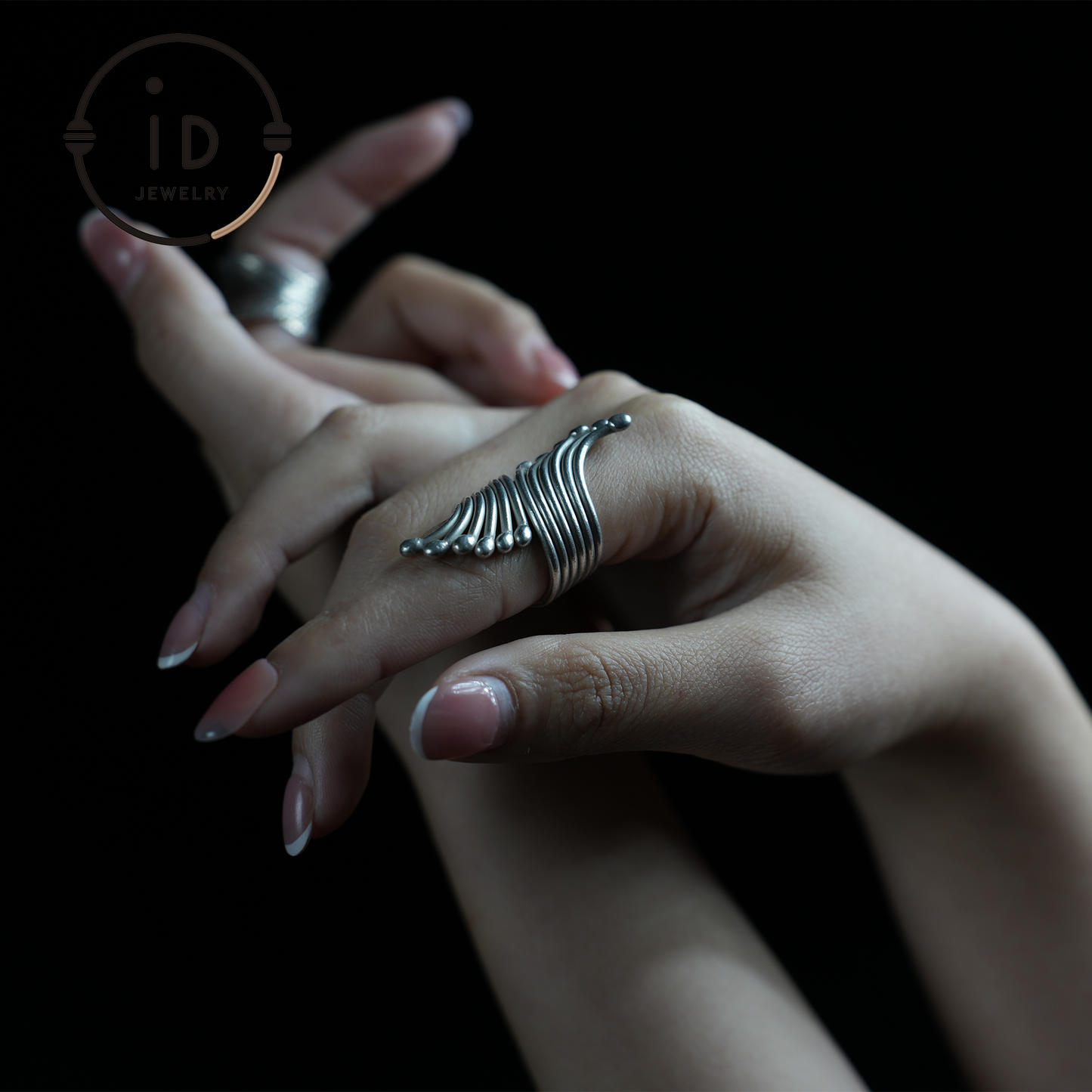 Sculptural Silver Ring – Handmade Statement Jewelry, Modern Design, Futuristic Style, Unique Artisan Ring
